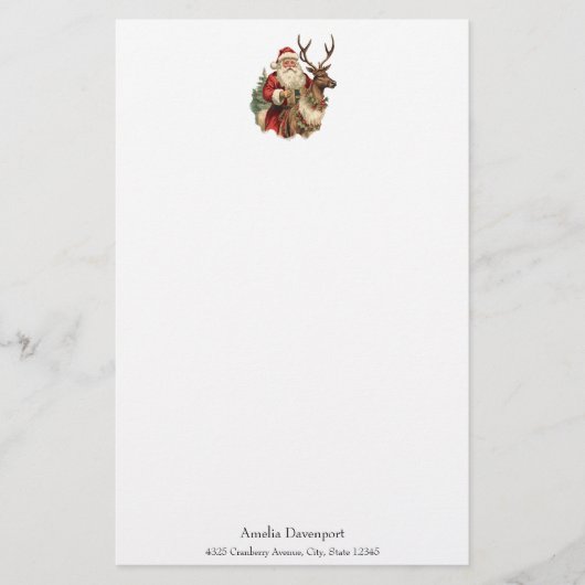 ヴィンテージサンタクロースがトナカイのクリスマスに乗る 便箋 (正面)
