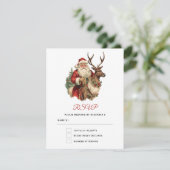 ヴィンテージサンタクロースがトナカイのクリスマスに乗る 出欠カード (スタンド正面)