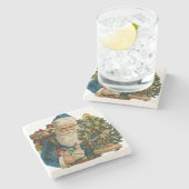 ヴィンテージサンタクロースがプレゼント ストーンコースター (横)