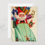 ヴィンテージサンタクロースが丘を駆け下りる シーズンポストカード (正面/裏面)
