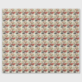 ヴィンテージサンタクロースが善女と男の子を呼ぶ ラッピングペーパー (フラット)