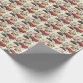 ヴィンテージサンタクロースが善女と男の子を呼ぶ ラッピングペーパー (角)