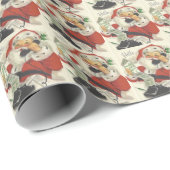 ヴィンテージサンタクロースが善女と男の子を呼ぶ ラッピングペーパー (ロールコーナー)