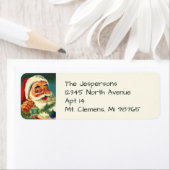 ヴィンテージサンタクロースが微笑むクリスマス ラベル (インサイチュ)