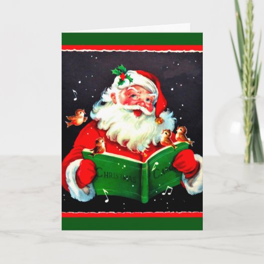ヴィンテージサンタクロースが歌うクリスマスキャロルズカード シーズンカード (正面)