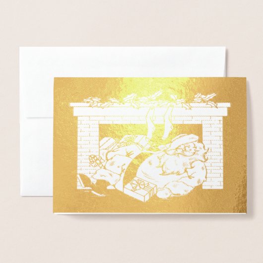 ヴィンテージサンタクロースが煙突から落ちた、ZSSPG 箔カード (封筒付き正面)