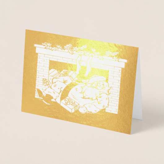 ヴィンテージサンタクロースが煙突から落ちた、ZSSPG 箔カード (正面)