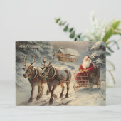 ヴィンテージサンタクロースそり雪メリークリスマス シーズンカード (スタンド正面)