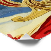 ヴィンテージサンタクロースそり、満月、星 ポスター (コーナー)