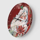 ヴィンテージサンタクロースとたくさんの贈り物 ラージ壁時計 (傾斜)