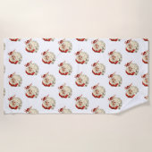 ヴィンテージサンタクロースとキャンディーケイン。 ビーチタオル (正面)