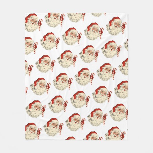 ヴィンテージサンタクロースとキャンディーケイン。 フリースブランケット (正面)