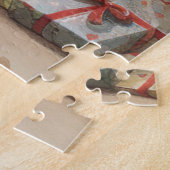 ヴィンテージサンタクロースとクリスマスツリーとギフト ジグソーパズル (側面)