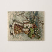 ヴィンテージサンタクロースとクリスマスツリー ジグソーパズル (横)