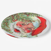 ヴィンテージサンタクロースとクリスマスツリー ペーパープレート (アングル)