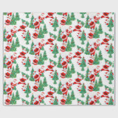 ヴィンテージサンタクロースとクリスマスツリー ラッピングペーパー (フラット)
