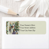 ヴィンテージサンタクロースとクリスマスツリー ラベル (インサイチュ)