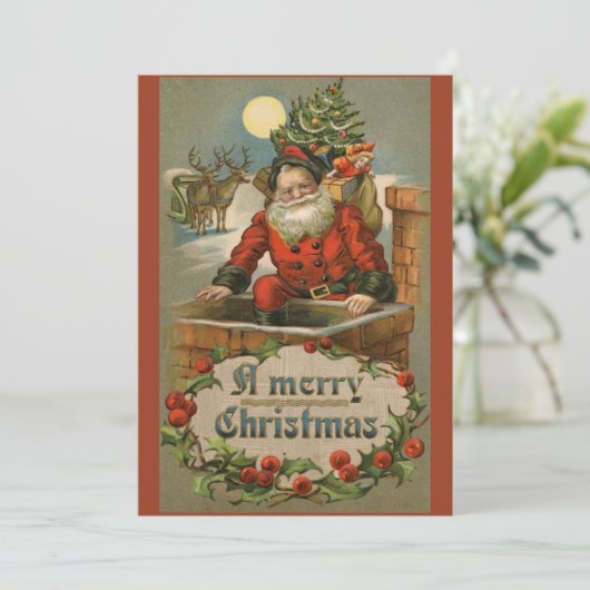 ヴィンテージサンタクロースとシメイクリスマスカード シーズンカード (スタンド正面)