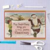 ヴィンテージサンタクロースとトナカイと子供 薄葉紙 (クラフト)