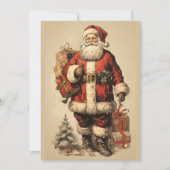 ヴィンテージサンタクロースとトナカイのクリスマス シーズンカード (正面)