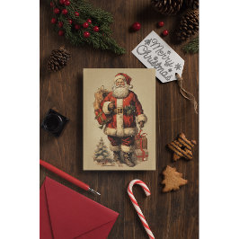 ヴィンテージサンタクロースとトナカイのクリスマス シーズンカード