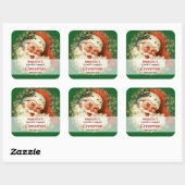 ヴィンテージサンタクロースとパインリースキャンドル スクエアシール (シート)