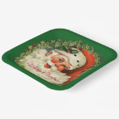 ヴィンテージサンタクロースとパインリースクリスマス ペーパープレート (傾斜あり)