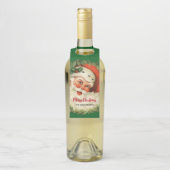 ヴィンテージサンタクロースとパインリースクリスマス ボトルネックタグ (ボトル)