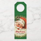 ヴィンテージサンタクロースとパインリースクリスマス ボトルネックタグ (正面)