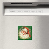 ヴィンテージサンタクロースとパインリースクリスマス マグネット (インサイチュ (食洗機))