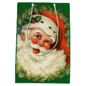 ヴィンテージサンタクロースとパインリースクリスマス ミディアムペーパーバッグ (裏面)