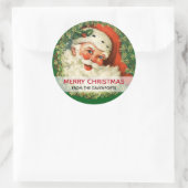 ヴィンテージサンタクロースとパインリースクリスマス ラウンドシール (バッグ)