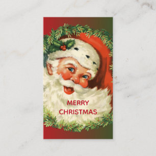 ヴィンテージサンタクロースとパインリースクリスマス 名刺