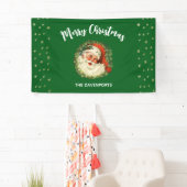 ヴィンテージサンタクロースとパインリースクリスマス 横断幕 (インサイチュ)