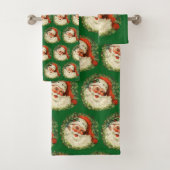 ヴィンテージサンタクロースとパインリース柄 バスタオルセット (インサイチュ)