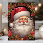 ヴィンテージサンタクロースとホリーフローラクリスマス シーズンカード