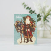 ヴィンテージサンタクロースとロバの木 シーズンポストカード (スタンド正面)