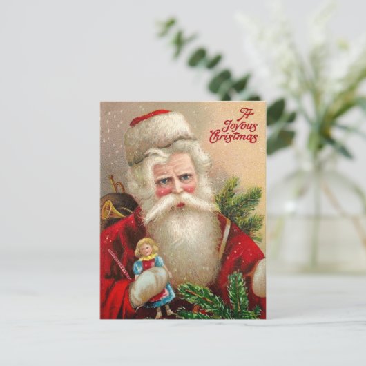 ヴィンテージサンタクロースと人形 シーズンポストカード (スタンド正面)