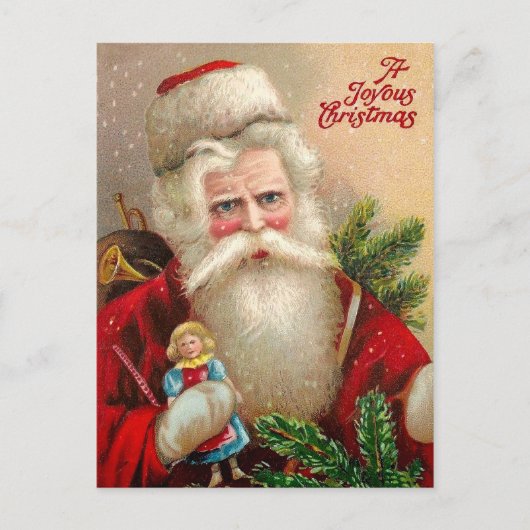 ヴィンテージサンタクロースと人形 シーズンポストカード (正面)