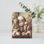 ヴィンテージサンタクロースと子供 シーズンポストカード (スタンド正面)