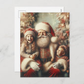 ヴィンテージサンタクロースと子供 シーズンポストカード (正面/裏面)