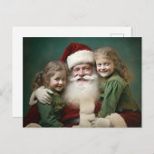 ヴィンテージサンタクロースと子供 シーズンポストカード (正面/裏面)
