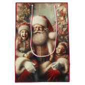 ヴィンテージサンタクロースと子供 ミディアムペーパーバッグ (裏面)