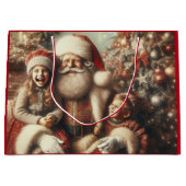 ヴィンテージサンタクロースと子供 ラージペーパーバッグ (正面)