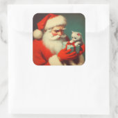 ヴィンテージサンタクロースと子猫レトロかわいい スクエアシール (バッグ)