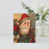 ヴィンテージサンタクロースと歩くスティック シーズンポストカード (スタンド正面)