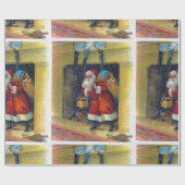 ヴィンテージサンタクロースと煙突 ラッピングペーパー (フラット)