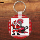 ヴィンテージサンタクロースと石炭コンロ キーホルダー (正面)