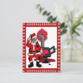 ヴィンテージサンタクロースと石炭コンロ シーズンポストカード (スタンド正面)