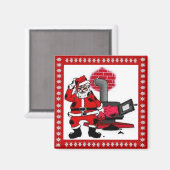 ヴィンテージサンタクロースと石炭コンロ マグネット (正面/裏面)